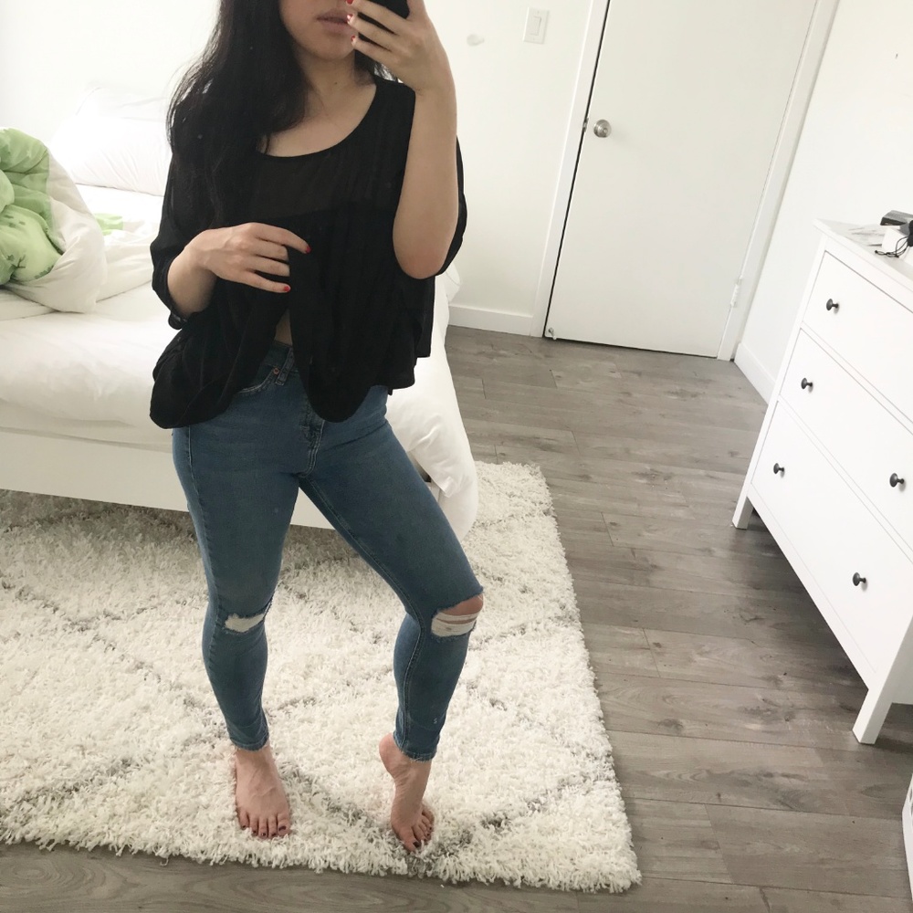 Black Silk Flowy Top